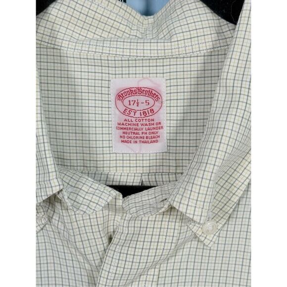 Brooks Brothers Est 1818 LS Cotton Dress Shirt 17 1/2 - 5 Blue Yellow Check - Picture 6 of 10